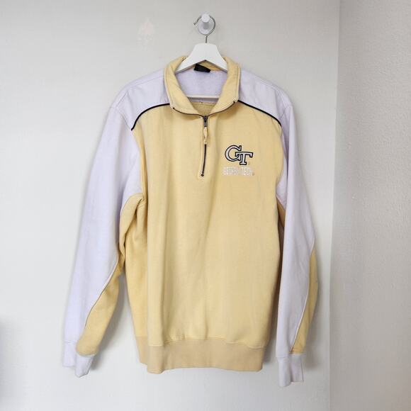 Vintage Georgia Tech Yellow Jackets 1/4 Zip Pullover Sweatshirt XL - Picture 1 of 9